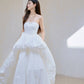 DOLLY Elegant White Tube Top Long Puffy High Waist Wedding Dress-GRACE