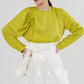 Huanzi silky satin pleated women's spring autumn long-sleeved top blouse - Aniy