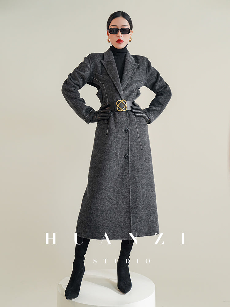 Huanzi high-end waist sheep wool double-sided autumn winter coat - fiee