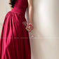 Aconiconi Elegant Black strapless Long Tube Top Dinner Dress  - Hibiscus evening