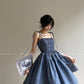 Aconiconi Elegant Blue Sleeveless High Waist Mini Tutu Dinner Dress - Sunset and Whale