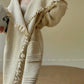 Aconiconi Boho Long Loose Knitted Sweater Tassel Jacket-Loose Tea Quinoa