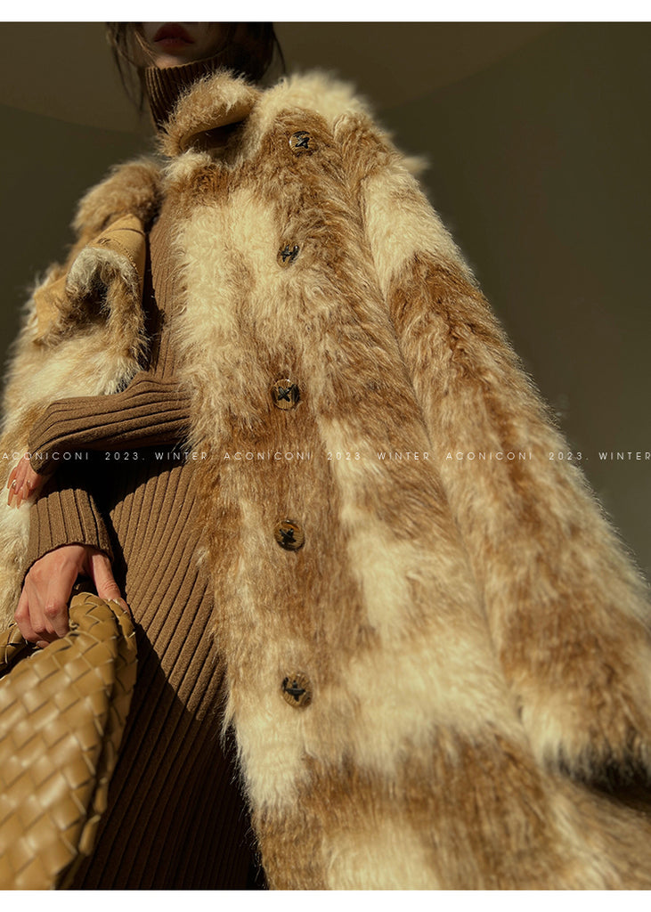 Imitation fur long-haired winter coat - Elk Palm