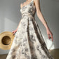 Aconiconi  Elegant Sleeveless Floral Print Long swing Dress- Garden of Thorns