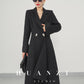 Huanzi double-sided cashmere women's black wool autumn winter coat - Muinw