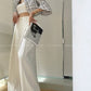 Aconiconi Eleant White Waist Loose Long Straight Suit Dinner Pants- Cloud Steps