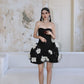 DOLLY Luxury Black Strapless Chet Wrap Flower Embroidered Tutu Cocktail Dress-Losa