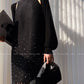 Aconiconi Elegant Black Retro High Waist Diamond Tassel Chic Skirt-  Shallow Light