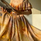 Aconiconi Elegant Oil Painting Square Collar Ruffle cocktail Dress- Floating Light Painting Summer