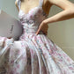 Aconiconi Elegant French Lace Print Long Summer Dress- Spring Pond Flowers