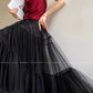 Aconiconi Elegant High Waist Ruffle Mesh Princess Long midi layered Skirt- Quiet Shadow Quicksand