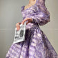 Aconiconi Square Collar Long Sleeve Tea Dress- Amethyst Water