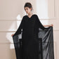DOLLY Elegant Black Swing Collar Sleeveless Open Back Drape Dress-Kaka (V)