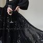 Aconiconi Luxury Black/Beige Long Sleeve Long bridal Sequin Dress- Moonlight Celebrity