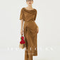 Huanzi custom pleated short-sleeved top + high-waisted heavy kneaded pleated shape split skirt suit