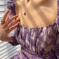 Aconiconi Square Collar Long Sleeve Tea Dress- Amethyst Water