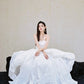 DOLLY Elegant White Tube Top Long Puffy High Waist Wedding Dress-GRACE