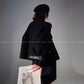 Black night wool two-piece coat jacket skirt - Utopia moonlit