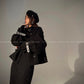 Black night wool two-piece coat jacket skirt - Utopia moonlit