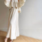 Aconiconi Elegant Beige Crew Neck Top/ High Waist Loose Long Skirt- Sea of Clouds Wind Chime