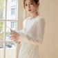 DOLLY Elegant White Crew Neck Long Sleeve Short Sequin Sexy Birthday Dress-LAYLA