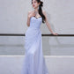 DOLLY Elegant Light Purple Greek Style Sleeveless Bandage Pleated Long Dress-Fog