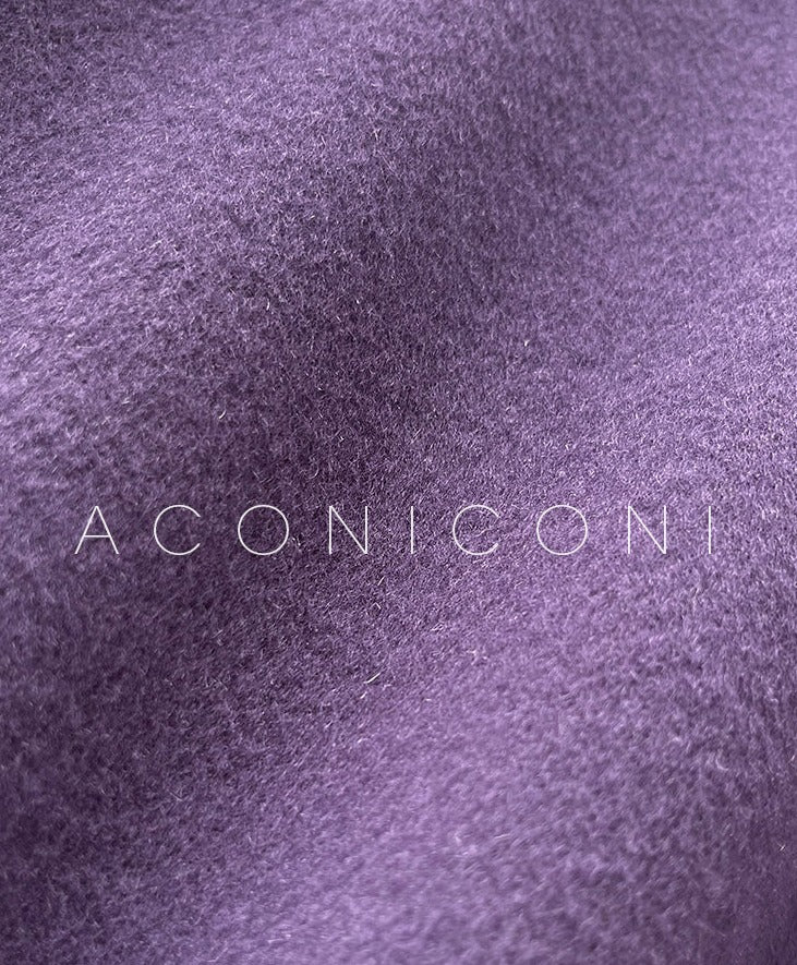 Aconiconi Autumn purple tan double-sided heavy wool cloak jacket long coat - Maple