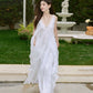 DOLLY Luxury White V-Neck Sleeveless Loose Ruffle Wedding Dress-Yola