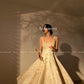 Aconiconi Light luxury gilt French jacquard midi Bridal dress - Twilight