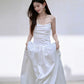 DOLLY Luxury White Satin Retro Bandeau Long Wedding Dress-NONYE