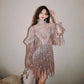 DOLLY High End Retro Style Glitter Tassel Sequin Midi Birthday Dress-KHLOE