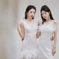 DOLLY Luxury White Fluffy Feather transparent Sequin Birthday bridal Dress-SONIA