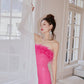 DOLLY Elegant Pink Off Shoulder Feather Sequin Tube Top Short Party Dress-AMELIA