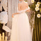 DOLLY Elegant White Off Shoulder Short Sleeve Flower Wedding Dress-SOPHIE  (V)