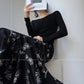 Aconiconi Elegant French Print Hip Hug Fishtail Long Chic Skirt- Miyu Tsukino