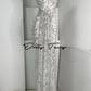 DOLLY High End White silver Glitter Deep V-Neck High Waist Long Party Dress-Xen