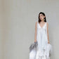 DOLLY Luxury White V-Neck Sleeveless Loose Ruffle Wedding Dress-Yola