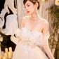 DOLLY Elegant White Off Shoulder Short Sleeve Flower Wedding Dress-SOPHIE  (V)