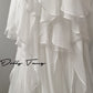 DOLLY Luxury White V-Neck Sleeveless Loose Ruffle Wedding Dress-Yola