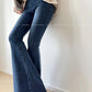 Aconiconi Elegant Jean Retro High Waist Elastic Slim Fit Mermaid Flared Pants- Land Mermaid