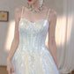 DOLLY Elegant Off White Sleeveless Sequin Long Wedding Guest Dress-Star