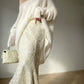 Aconiconi Luxury  Sequin Mermaid White/Black Long Skirt- Mermaid's Tears