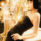 DOLLY Luxury Black Pleated Chest Wrap Off Shoulder High Waist Long Evening Dress-ZOE