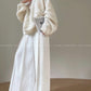 Aconiconi Eleant White Waist Loose Long Straight Suit Dinner Pants- Cloud Steps