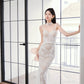 DOLLY Elegant White Sleeveless Lace Slim Fit Long Wedding Dress-SUN