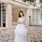 DOLLY Elegant Sleeveless Feather Tube Top Embroidery Long Tutu wedding Dress-KYLIE