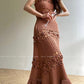 Aconiconi Elegant Brown Sleeveless 100% cotton Crochet Knitted Long midi Dress - Alice Dream