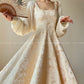 Aconiconi Light luxury gilt French jacquard midi Bridal dress - Twilight