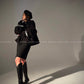 Black night wool two-piece coat jacket skirt - Utopia moonlit