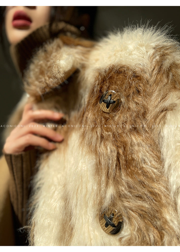 Imitation fur long-haired winter coat - Elk Palm